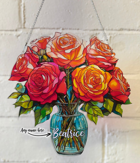 Everlasting Roses in Vase Personalised